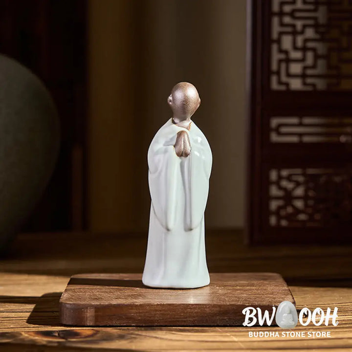 BWOOOH handcrafted Buddha statue - Meditation Monk Ceramic Statue Sere