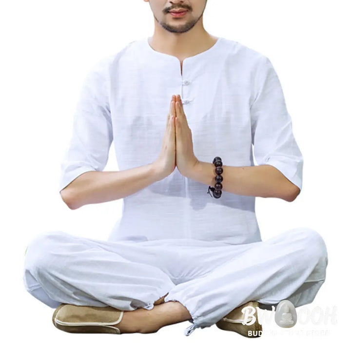 Buddha Stones Meditation Prayer Spiritual Zen Practice Uniform Clothing Men’s Set - Clothes