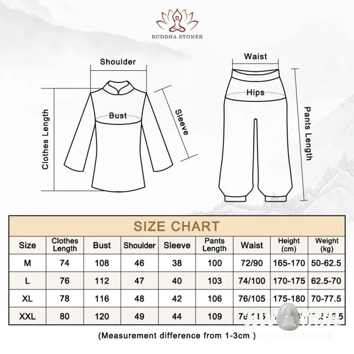Buddha Stones Meditation Prayer Spiritual Zen Practice Uniform Clothing Men’s Set - Clothes