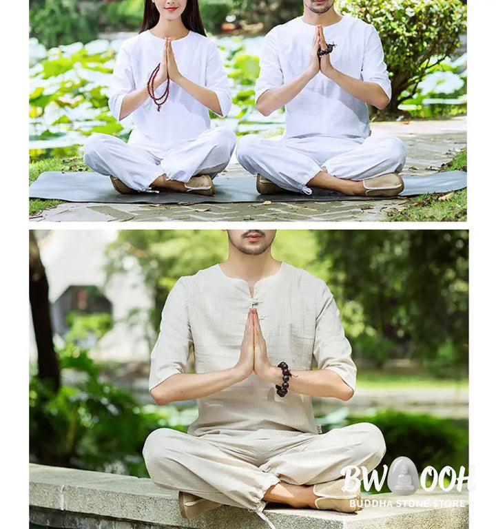 Buddha Stones Meditation Prayer Spiritual Zen Practice Uniform Clothing Men’s Set - Clothes