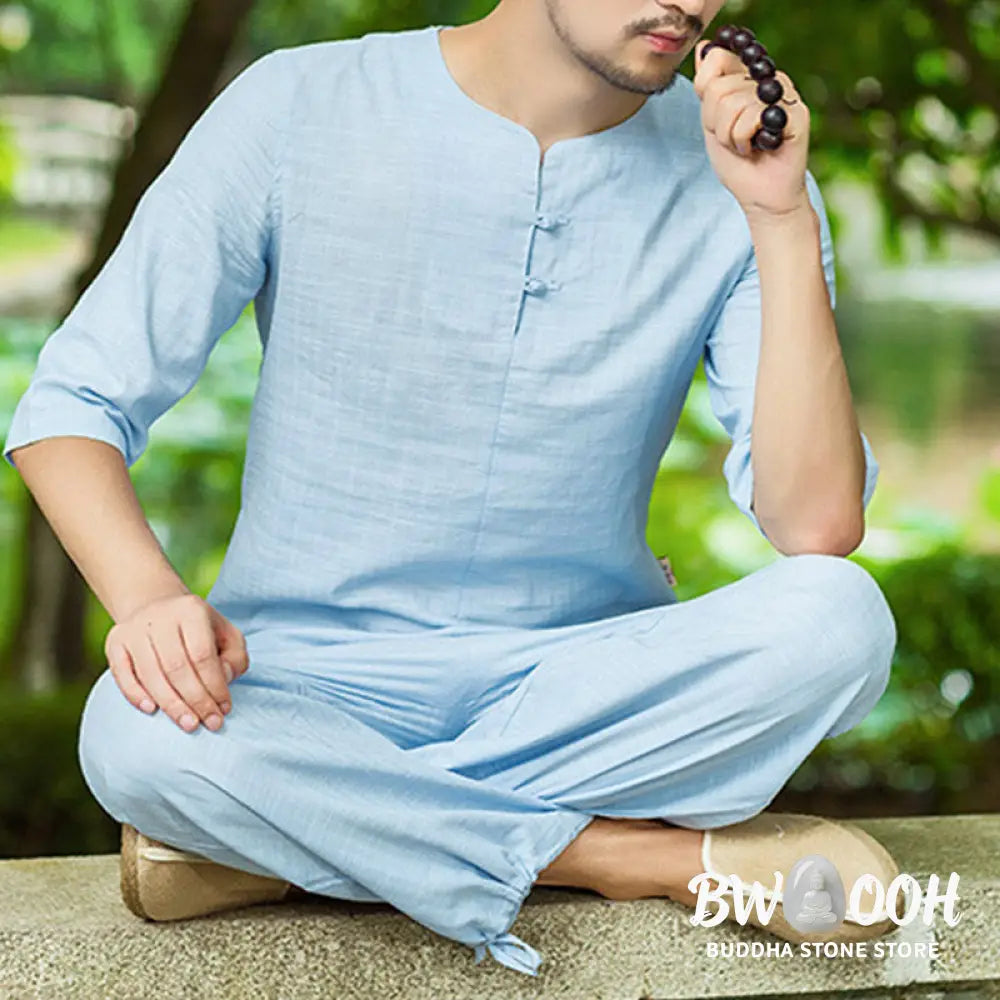 Buddha Stones Meditation Prayer Spiritual Zen Practice Uniform Clothing Men’s Set - Clothes