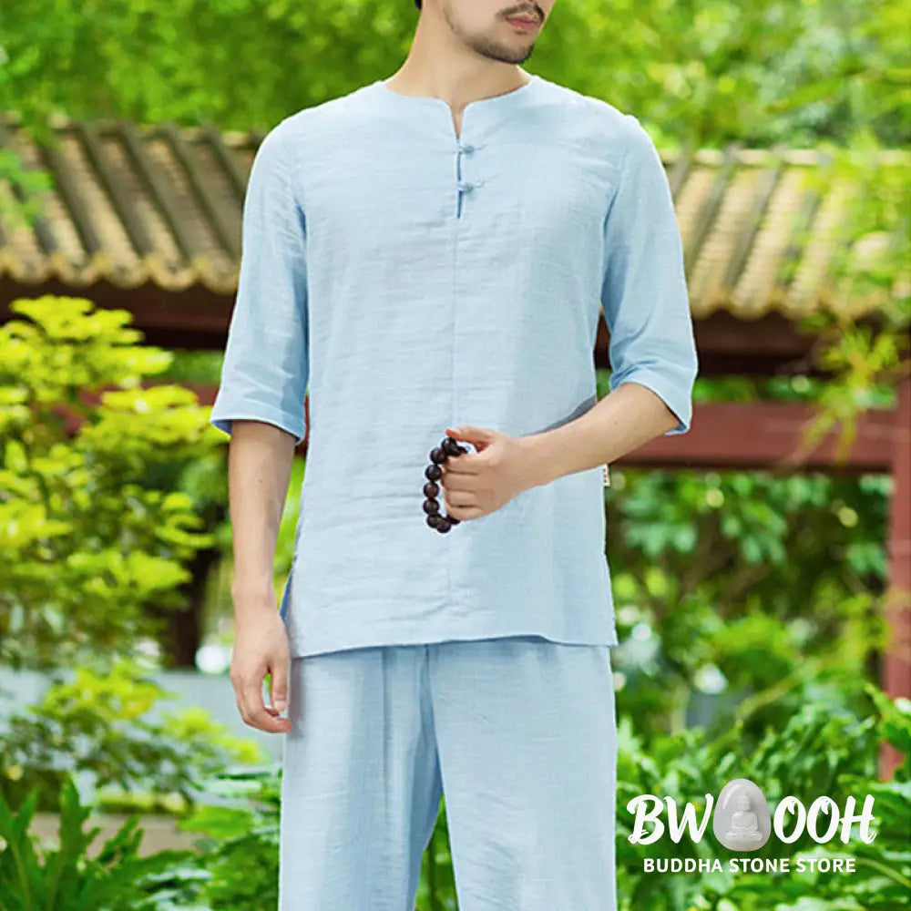 Buddha Stones Meditation Prayer Spiritual Zen Practice Uniform Clothing Men’s Set - Clothes