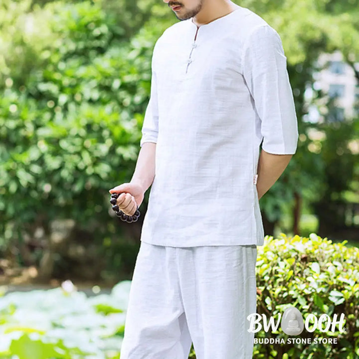 Buddha Stones Meditation Prayer Spiritual Zen Practice Uniform Clothing Men’s Set - Clothes