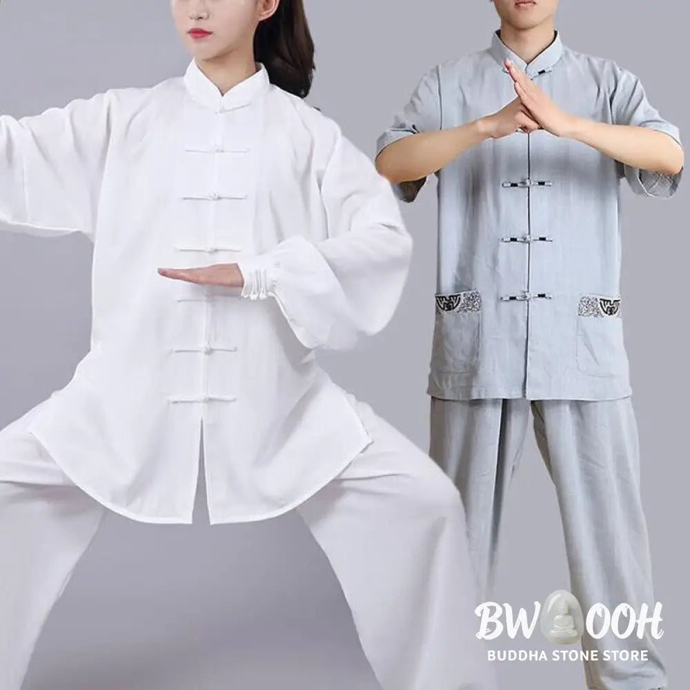 Buddha Stones Meditation Zen Prayer Spiritual Tai Chi Qigong Practice Unisex Embroidery Clothing Set - Clothes