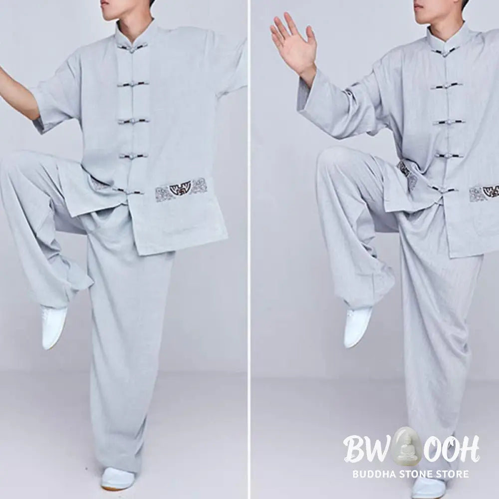 Buddha Stones Meditation Zen Prayer Spiritual Tai Chi Qigong Practice Unisex Embroidery Clothing Set - Clothes