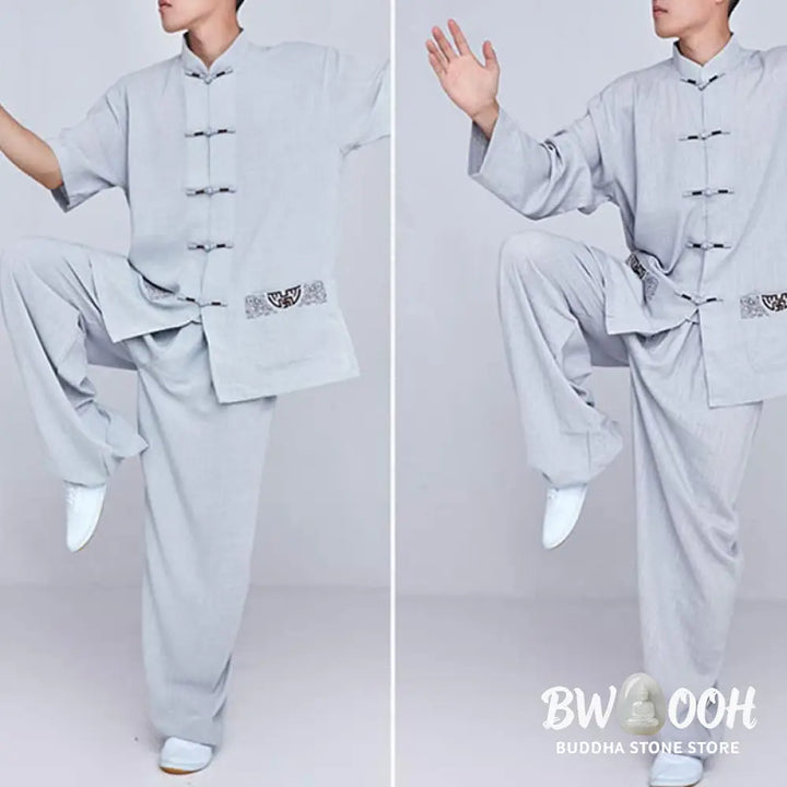 Buddha Stones Meditation Zen Prayer Spiritual Tai Chi Qigong Practice Unisex Embroidery Clothing Set - Clothes