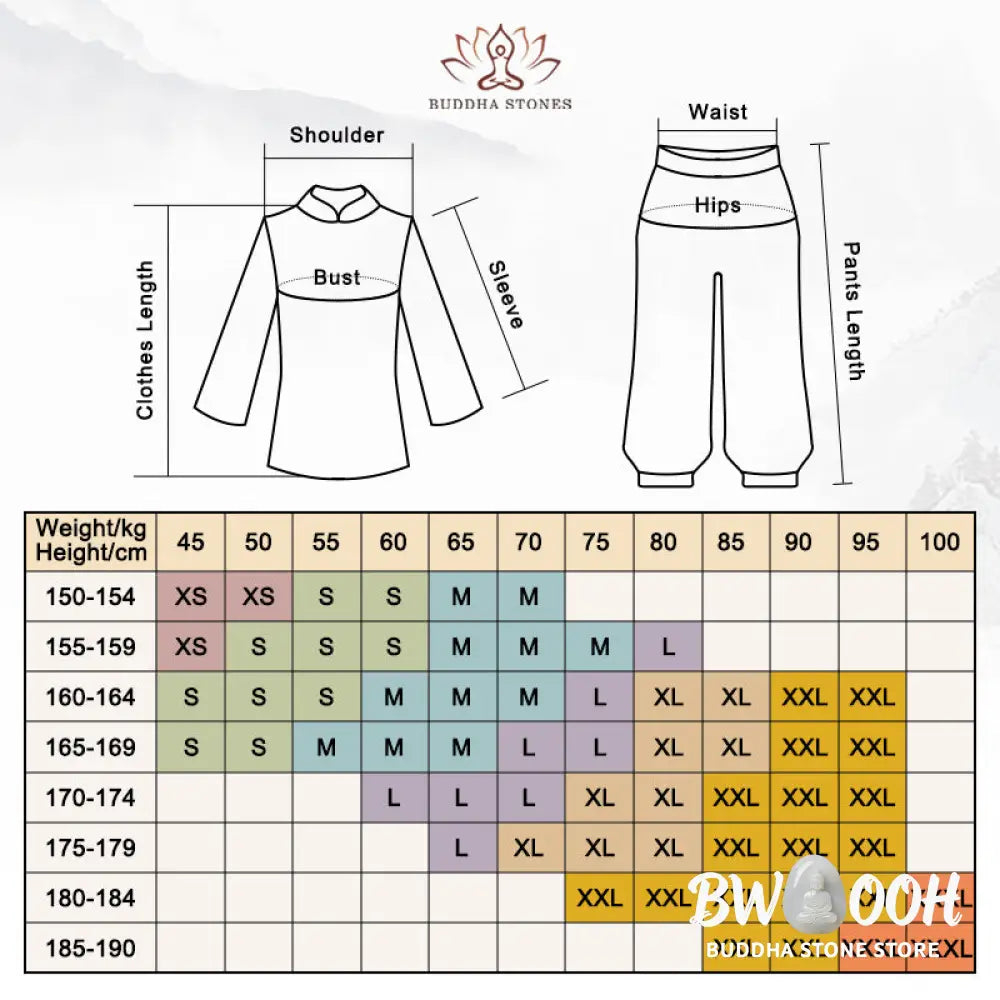 Buddha Stones Meditation Zen Prayer Spiritual Tai Chi Qigong Practice Unisex Embroidery Clothing Set - Clothes