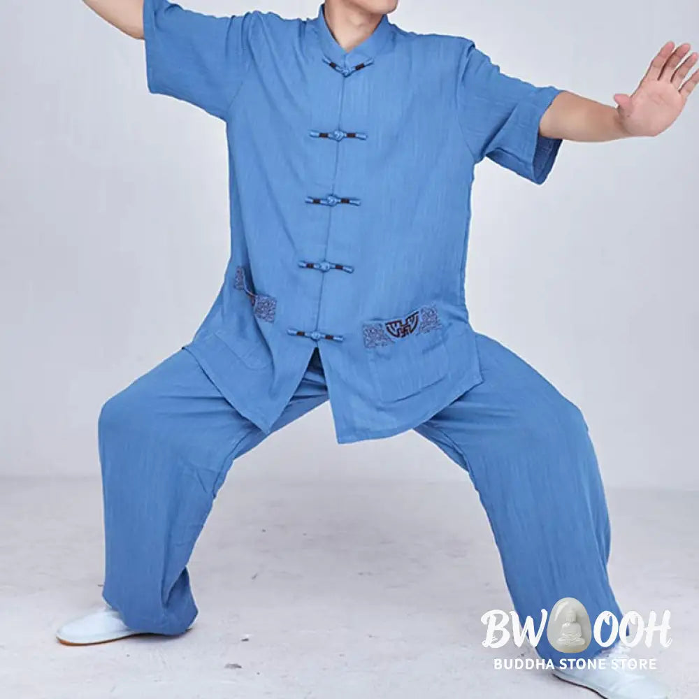 Buddha Stones Meditation Zen Prayer Spiritual Tai Chi Qigong Practice Unisex Embroidery Clothing Set - Clothes