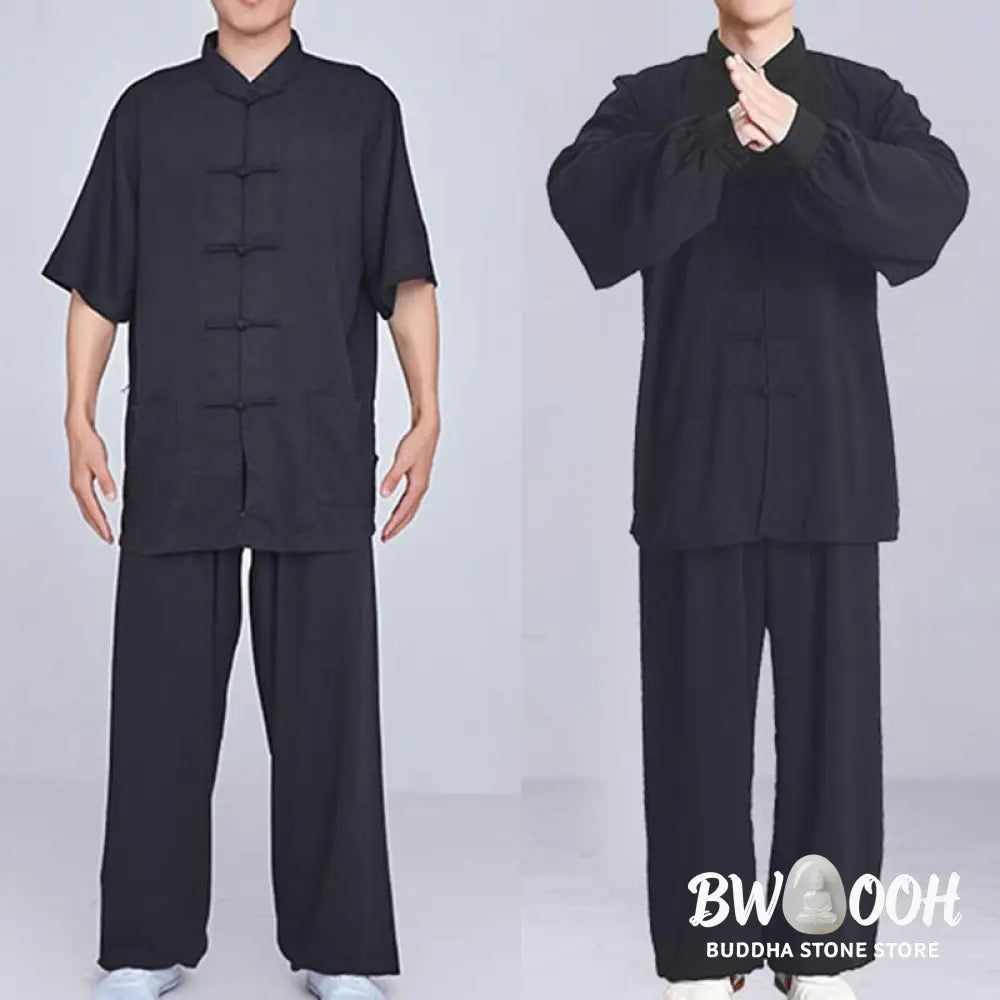 Buddha Stones Meditation Zen Prayer Spiritual Tai Chi Qigong Practice Unisex Embroidery Clothing Set - Clothes