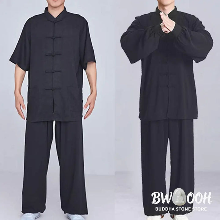 Buddha Stones Meditation Zen Prayer Spiritual Tai Chi Qigong Practice Unisex Embroidery Clothing Set - Clothes