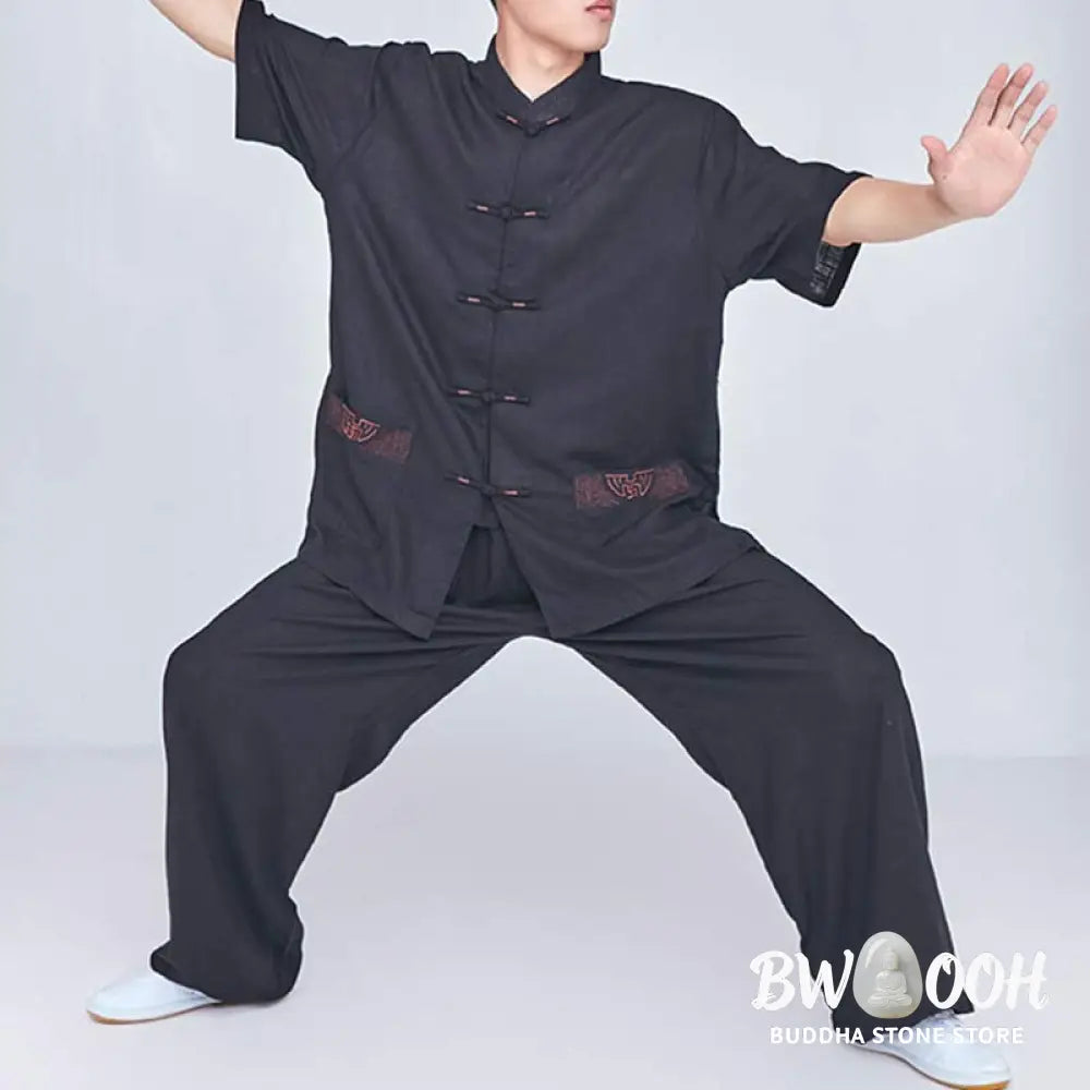 Buddha Stones Meditation Zen Prayer Spiritual Tai Chi Qigong Practice Unisex Embroidery Clothing Set - Clothes
