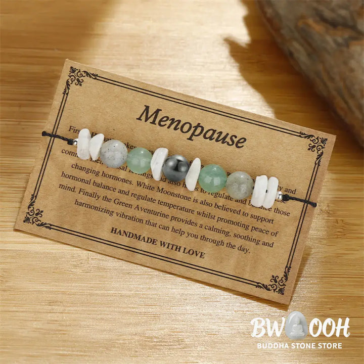 Buddha Stones Menopause Labradorite Green Aventurine White Moonstone Healing Bracelet - BWOOOH - Menopause(Wrist