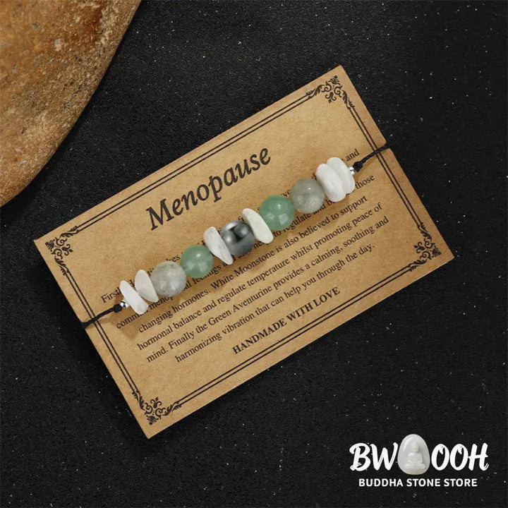 Buddha Stones Menopause Labradorite Green Aventurine White Moonstone Healing Bracelet - BWOOOH - Menopause(Wrist