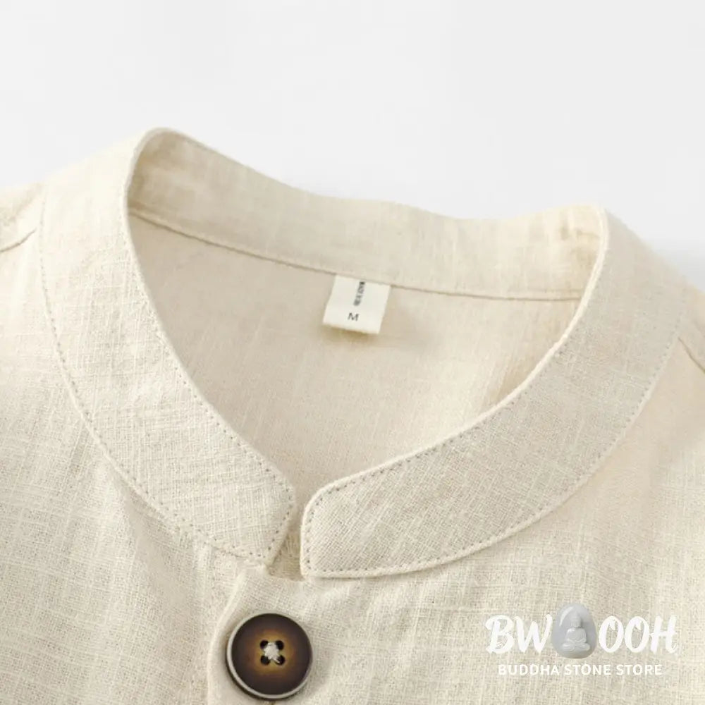 Buddha Stones Men’s Button Ramie Linen Cotton Fleece Lined Jacket Shirt With Pockets - Men’s Jacket Shirt