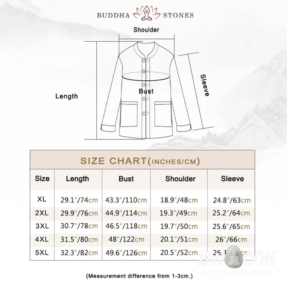 Buddha Stones Men’s Button Ramie Linen Cotton Fleece Lined Jacket Shirt With Pockets - Men’s Jacket Shirt