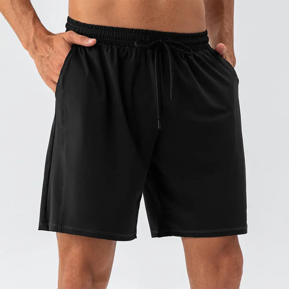 Buddha Stones Men’s Casual Breathable Loose Nylon Quick Dry Sports Shorts With Pockets - Black / US/UK/AU36，EU46 (S)