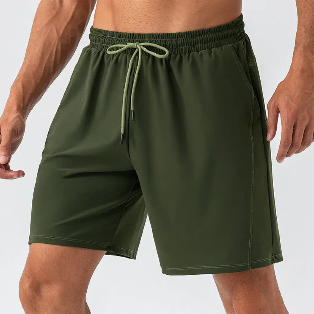 Buddha Stones Men’s Casual Breathable Loose Nylon Quick Dry Sports Shorts With Pockets - Green / US/UK/AU36，EU46 (S)