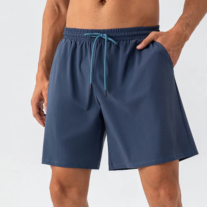 Buddha Stones Men’s Casual Breathable Loose Nylon Quick Dry Sports Shorts With Pockets - SteelBlue / US/UK/AU36，EU46