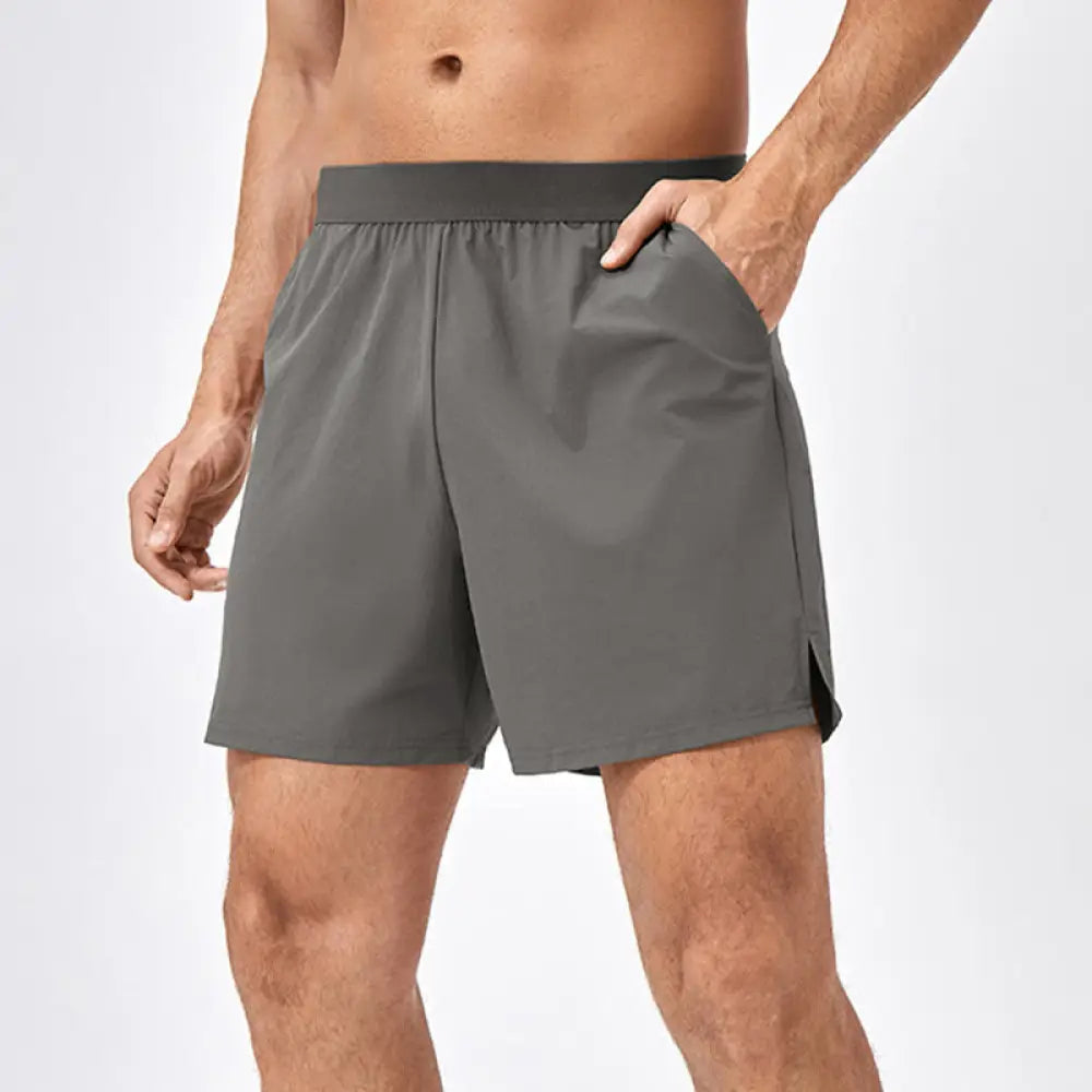 Buddha Stones Men’s Casual Loose Nylon Quick Dry Sports Shorts With Pockets - Gray / US/UK/AU36，EU46 (S) - Men’s Shorts