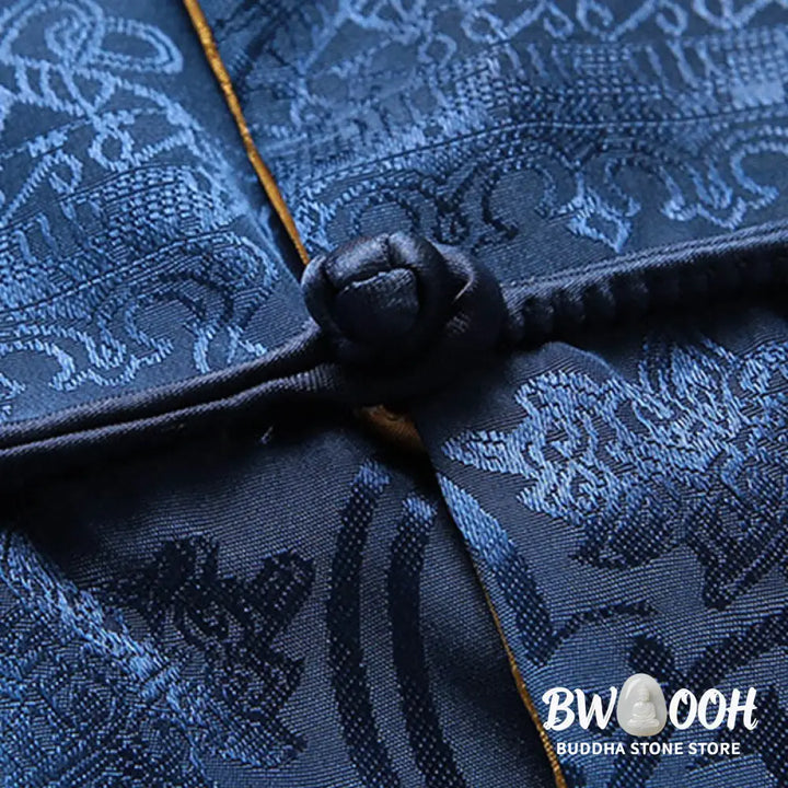 Buddha Stones Men’s Frog-Button Tang Suit Koi Fish Pattern Long Sleeve Jacket Shirt With Pockets - Men’s Jacket Shirt