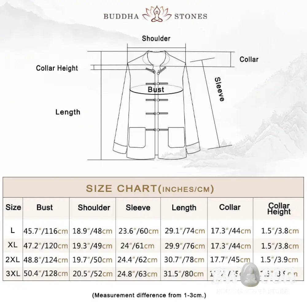 Buddha Stones Men’s Frog-Button Tang Suit Koi Fish Pattern Long Sleeve Jacket Shirt With Pockets - Men’s Jacket Shirt