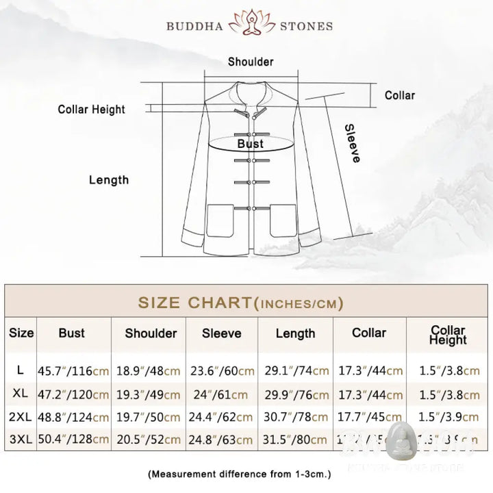 Buddha Stones Men’s Frog-Button Tang Suit Koi Fish Pattern Long Sleeve Jacket Shirt With Pockets - Men’s Jacket Shirt