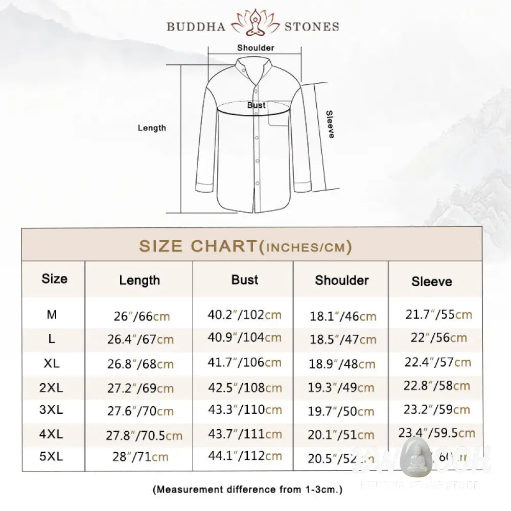 Buddha Stones Men’s Long Sleeve Shirt With Pocket Stand Collar Comfort Linen Shirt - Men’s Shirts