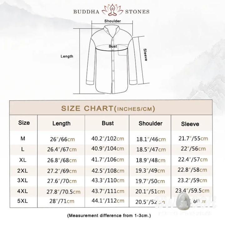 Buddha Stones Men’s Long Sleeve Shirt With Pocket Stand Collar Comfort Linen Shirt - Men’s Shirts