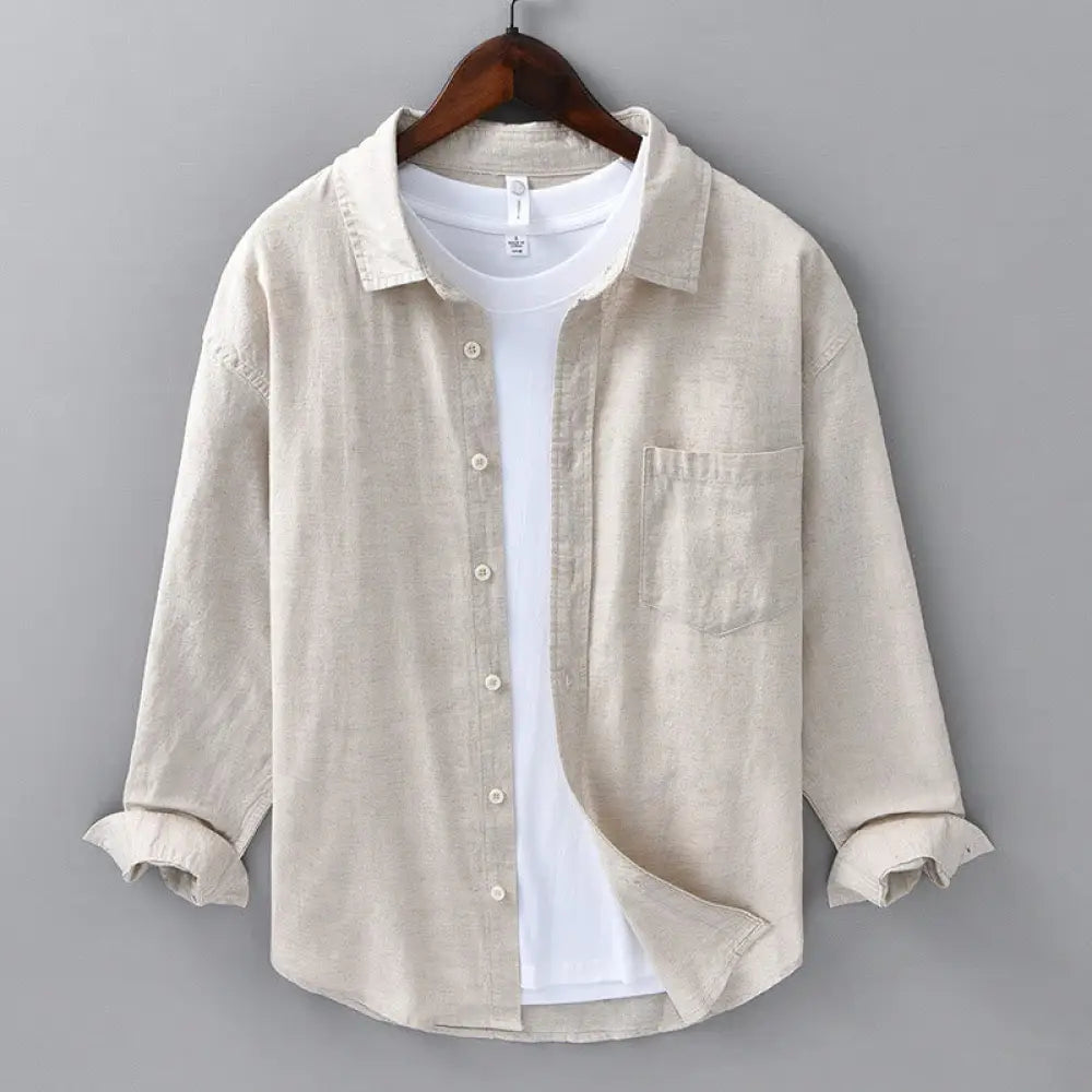BWOOOH Men's Long Sleeve Turn-down Collar With Pocket Pur