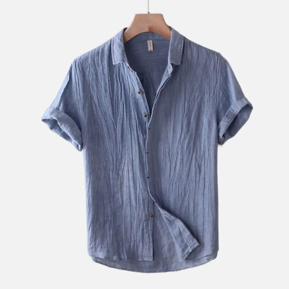 BWOOOH Men's Shirt Solid Color Lapel Top Short Sleeve Com