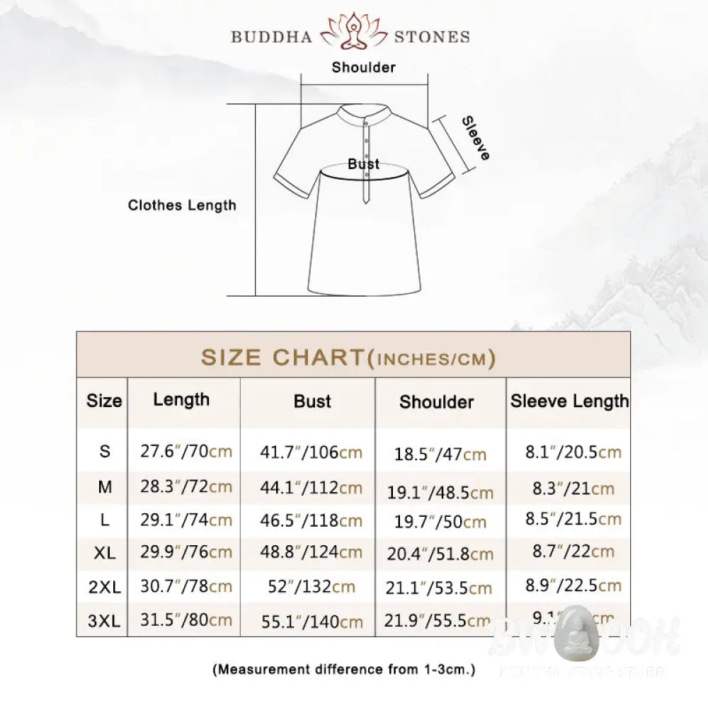 Buddha Stones Men’s Short Sleeve Button Casual Cotton Linen Shirt - Men’s Shirts