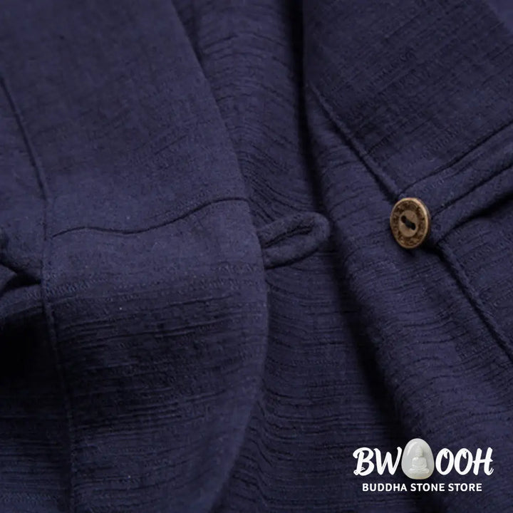 Buddha Stones Men’s Short Sleeve Shirt With Pocket V Neck Cardigan Comfort Cotton Linen Shirt - Men’s Shirts