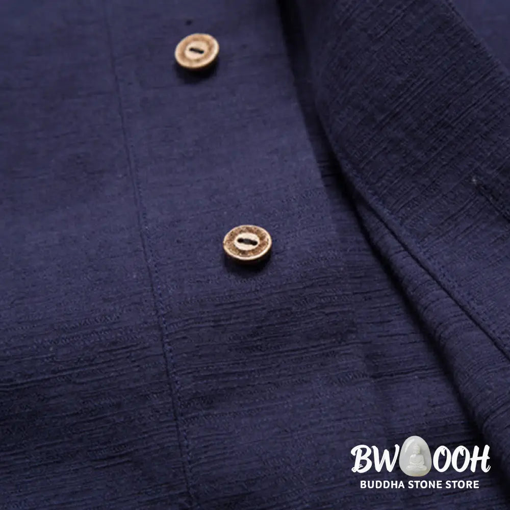 Buddha Stones Men’s Short Sleeve Shirt With Pocket V Neck Cardigan Comfort Cotton Linen Shirt - Men’s Shirts