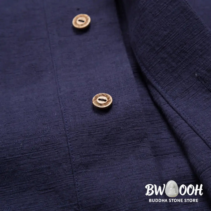 Buddha Stones Men’s Short Sleeve Shirt With Pocket V Neck Cardigan Comfort Cotton Linen Shirt - Men’s Shirts