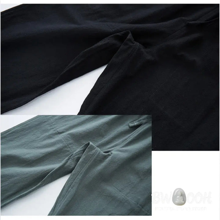 Buddha Stones Men’s Solid Color Cotton Linen Casual Drawstring Pants With Pockets - Men’s Pants