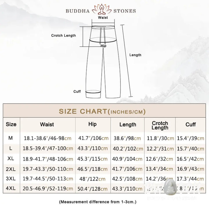 Buddha Stones Men’s Solid Color Cotton Linen Casual Drawstring Pants With Pockets - Men’s Pants