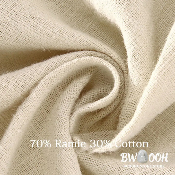 Buddha Stones Men’s Solid Color Ramie Linen Drawstring Cropped Pants With Pockets - Men’s Pants