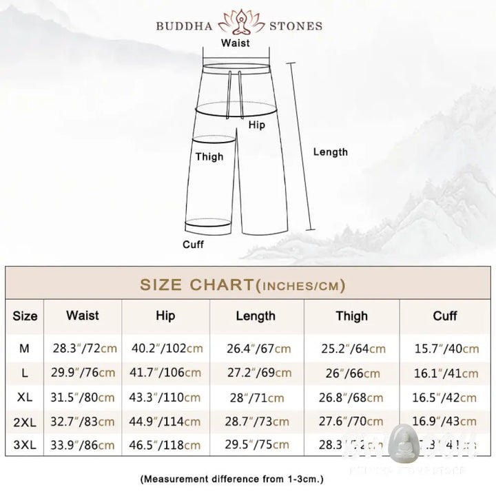 Buddha Stones Men’s Solid Color Ramie Linen Drawstring Cropped Pants With Pockets - Men’s Pants