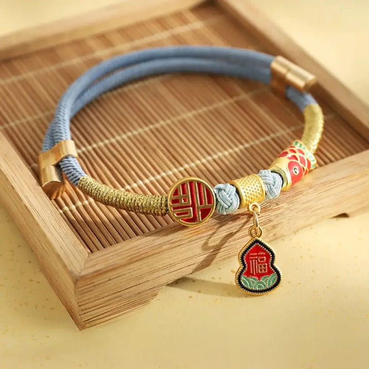 Buddha Stones Metal Pendant Red String Peace Joy Blessing Protection Adjustable Cats Small Dogs Pet Collar - Blue Rope
