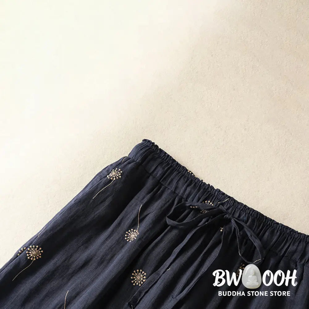 BWOOOH printed wide-leg yoga pants - MidnightBlue Commute Casual Dandelion Pa