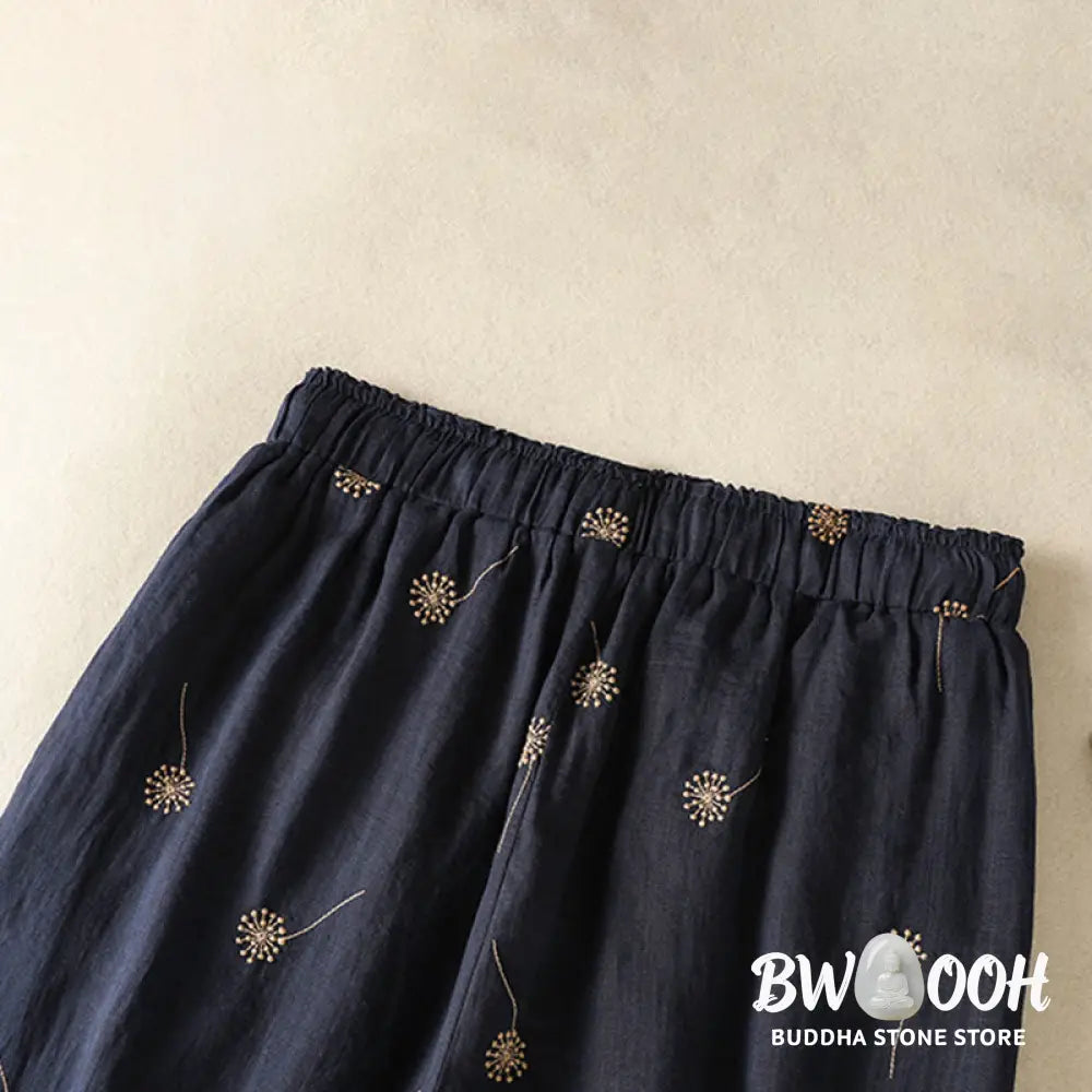 BWOOOH printed wide-leg yoga pants - MidnightBlue Commute Casual Dandelion Pa