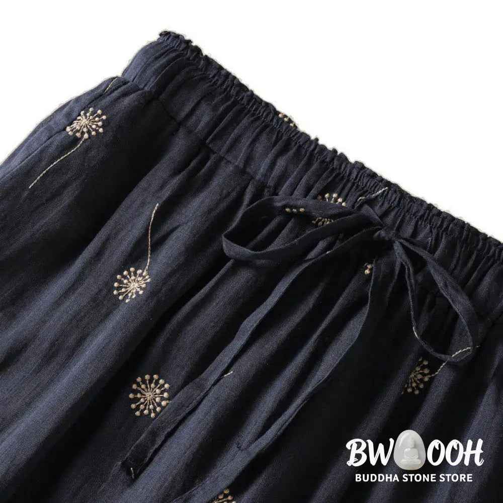 BWOOOH printed wide-leg yoga pants - MidnightBlue Commute Casual Dandelion Pa