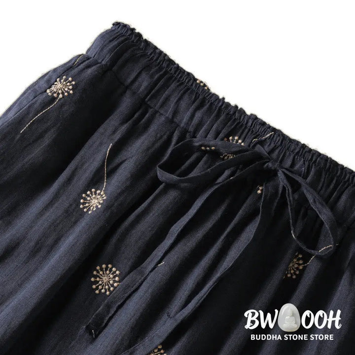 BWOOOH printed wide-leg yoga pants - MidnightBlue Commute Casual Dandelion Pa