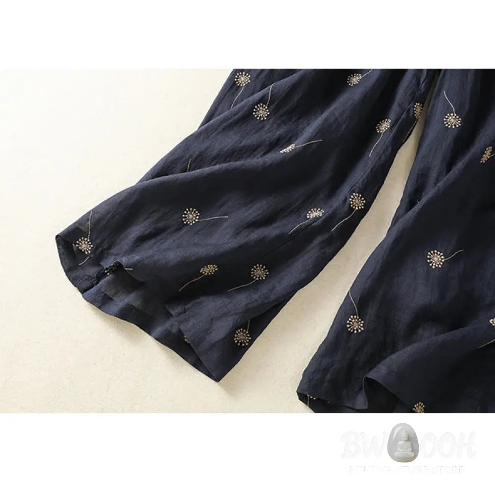 BWOOOH printed wide-leg yoga pants - MidnightBlue Commute Casual Dandelion Pa