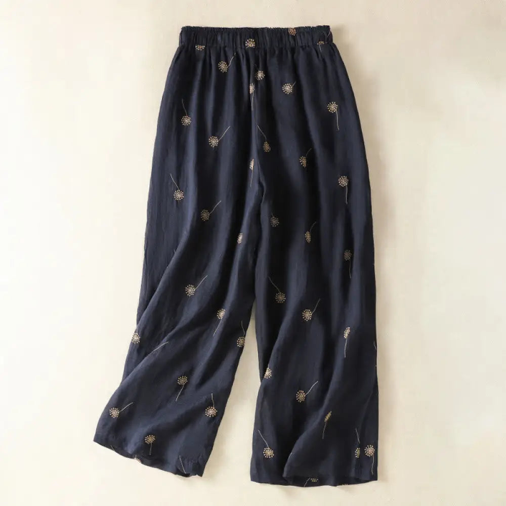 BWOOOH printed wide-leg yoga pants - MidnightBlue Commute Casual Dandelion Pa