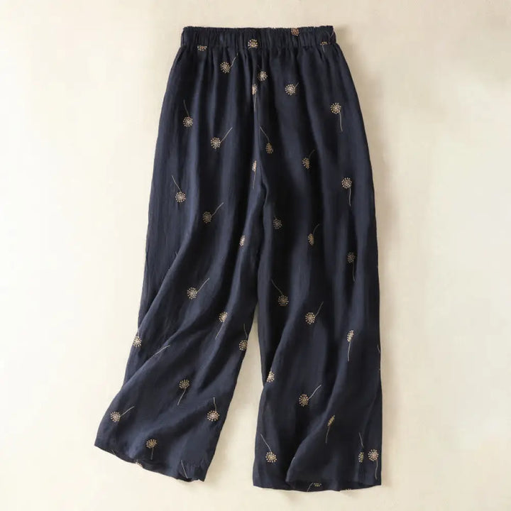 BWOOOH printed wide-leg yoga pants - MidnightBlue Commute Casual Dandelion Pa