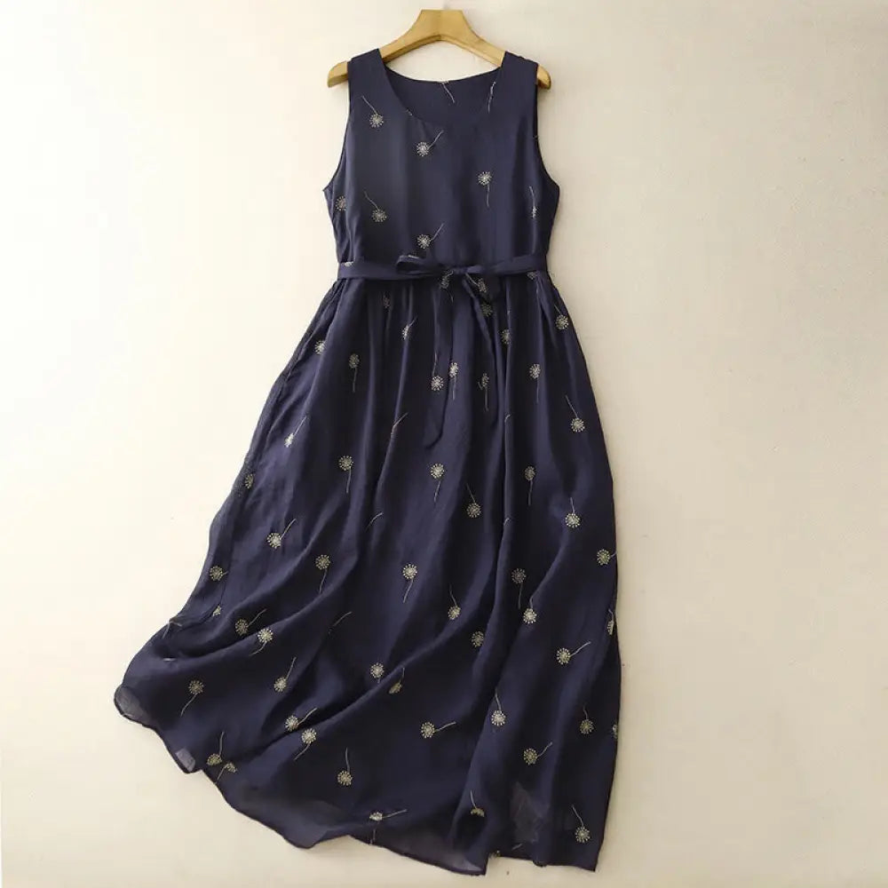 BWOOOH MidnightBlue Printing Lace-Up Design Sleeveless Co
