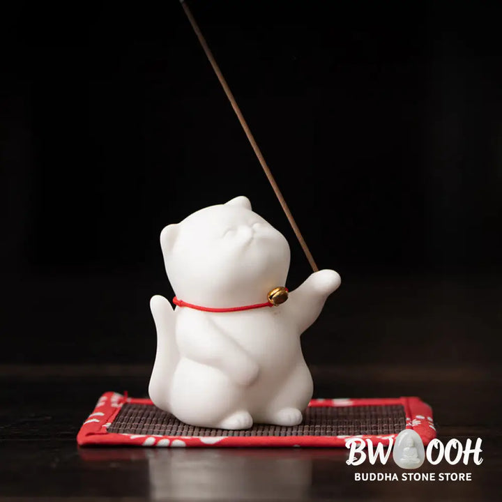 BWOOOH ceramic incense burner - Mini Cute Cat Ceramic Healing Incen