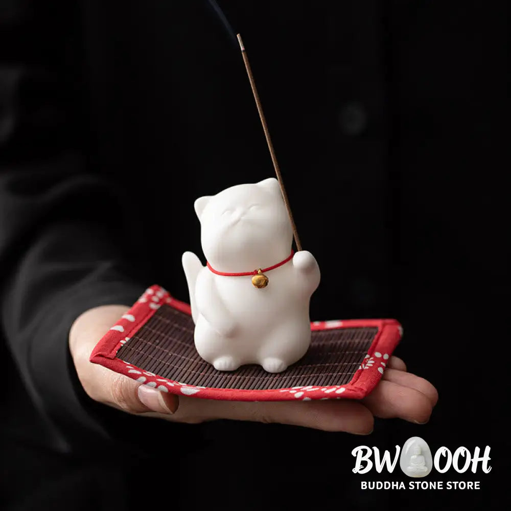 BWOOOH ceramic incense burner - Mini Cute Cat Ceramic Healing Incen
