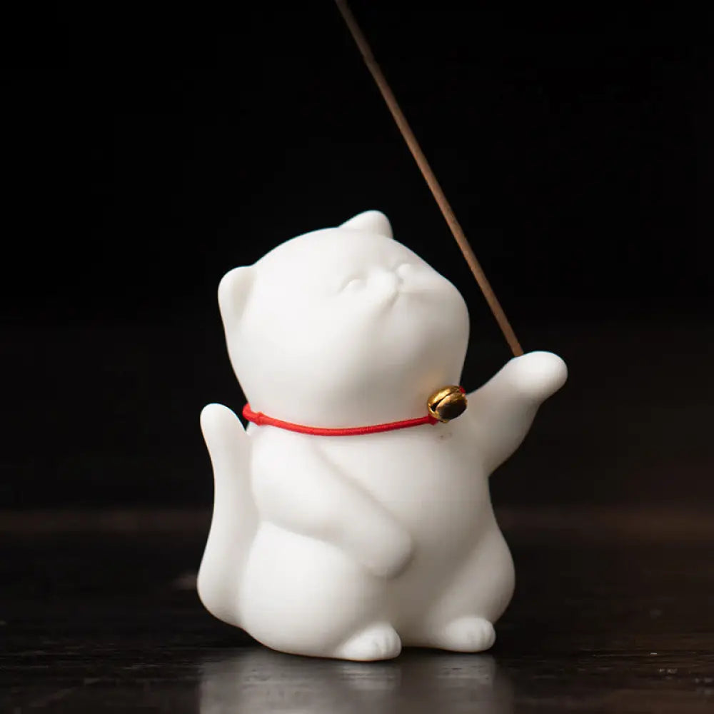 BWOOOH ceramic incense burner - Mini Cute Cat Ceramic Healing Incen